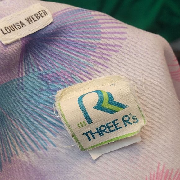 Vintage Dress Fans Feather Polyester Three R's Tie Neck Belted Short Sleeve 70s - Picture 8 of 9